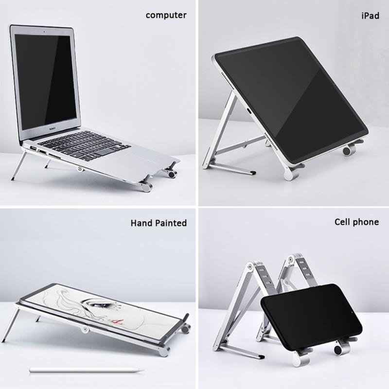 3 In 1 Foldable Laptop Holder Adjustable Aluminum Tablet Desktop Holder For Phone/iPad/Laptop Notebook Cell Phone Holder Stand Support
