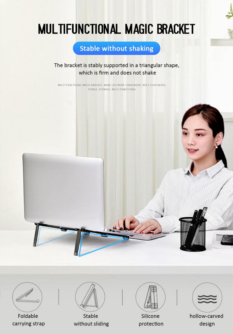 3 In 1 Foldable Laptop Holder Adjustable Aluminum Tablet Desktop Holder For Phone/iPad/Laptop Notebook Cell Phone Holder Stand Support