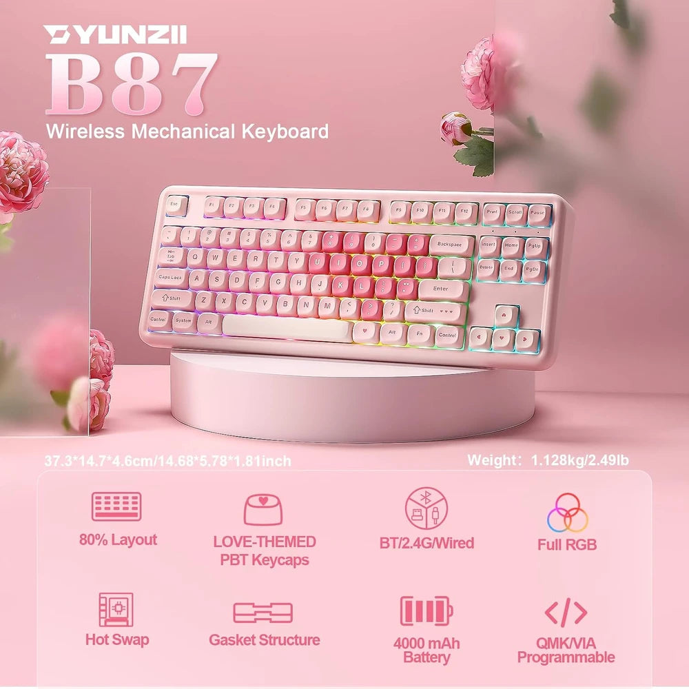 YUNZII B87 Wireless Mechanical Keyboard