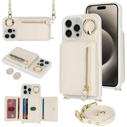 Suitable for iPhone 17 phone case 14 Pro multifunctional zipper coin purse diagonal cross protective case