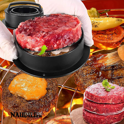 3-in-1 Manual Kitchen Gadget: Hamburger Patty, Round Beef Burger &amp; Meatball Press.
