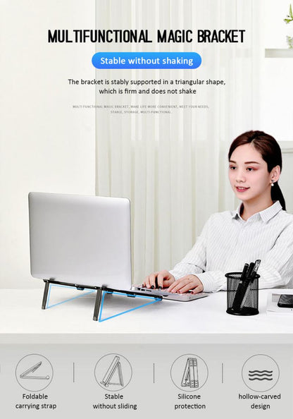 3 In 1  Foldable Laptop Holder Adjustable Aluminum Tablet Desktop Holder For Phone/iPad/Laptop Notebook Cell Phone Holder Stand Support