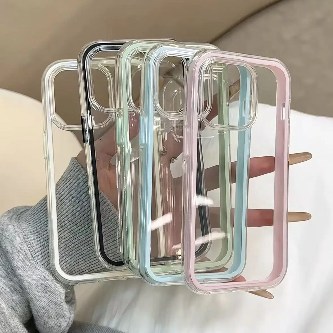 Suitable for Apple 17 ProMax phone case 2-in-1 solid color border transparent iPhone 15 anti drop 14 soft case 16