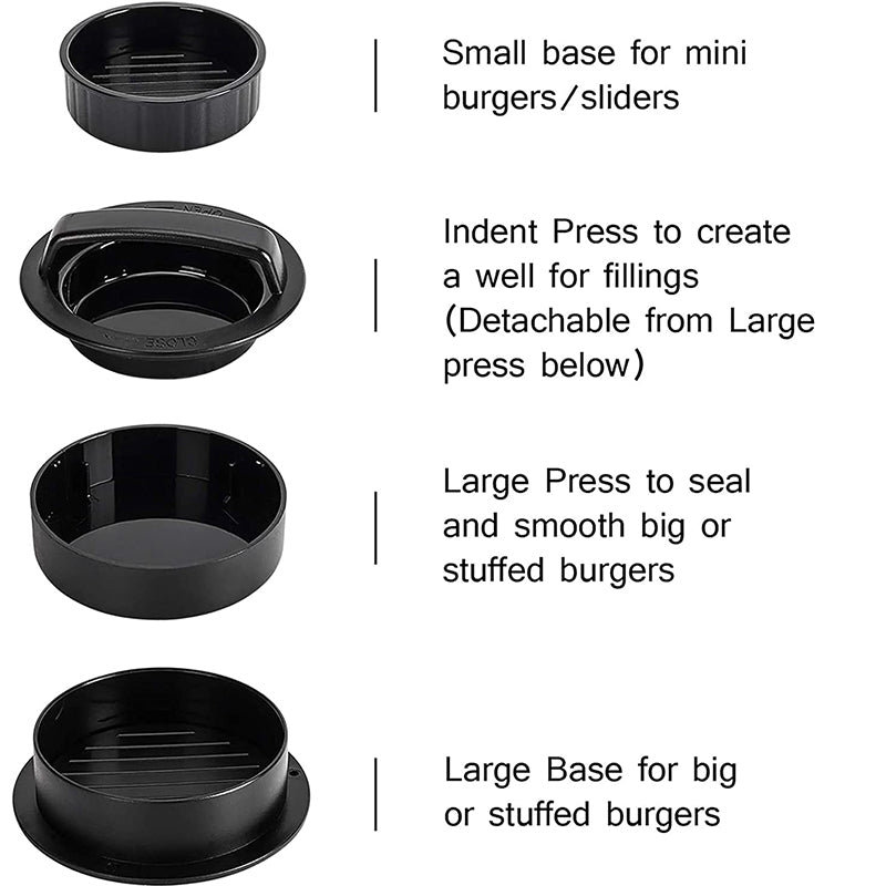 3-in-1 Manual Kitchen Gadget: Hamburger Patty, Round Beef Burger &amp; Meatball Press.