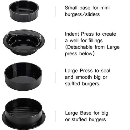 3-in-1 Manual Kitchen Gadget: Hamburger Patty, Round Beef Burger &amp; Meatball Press.